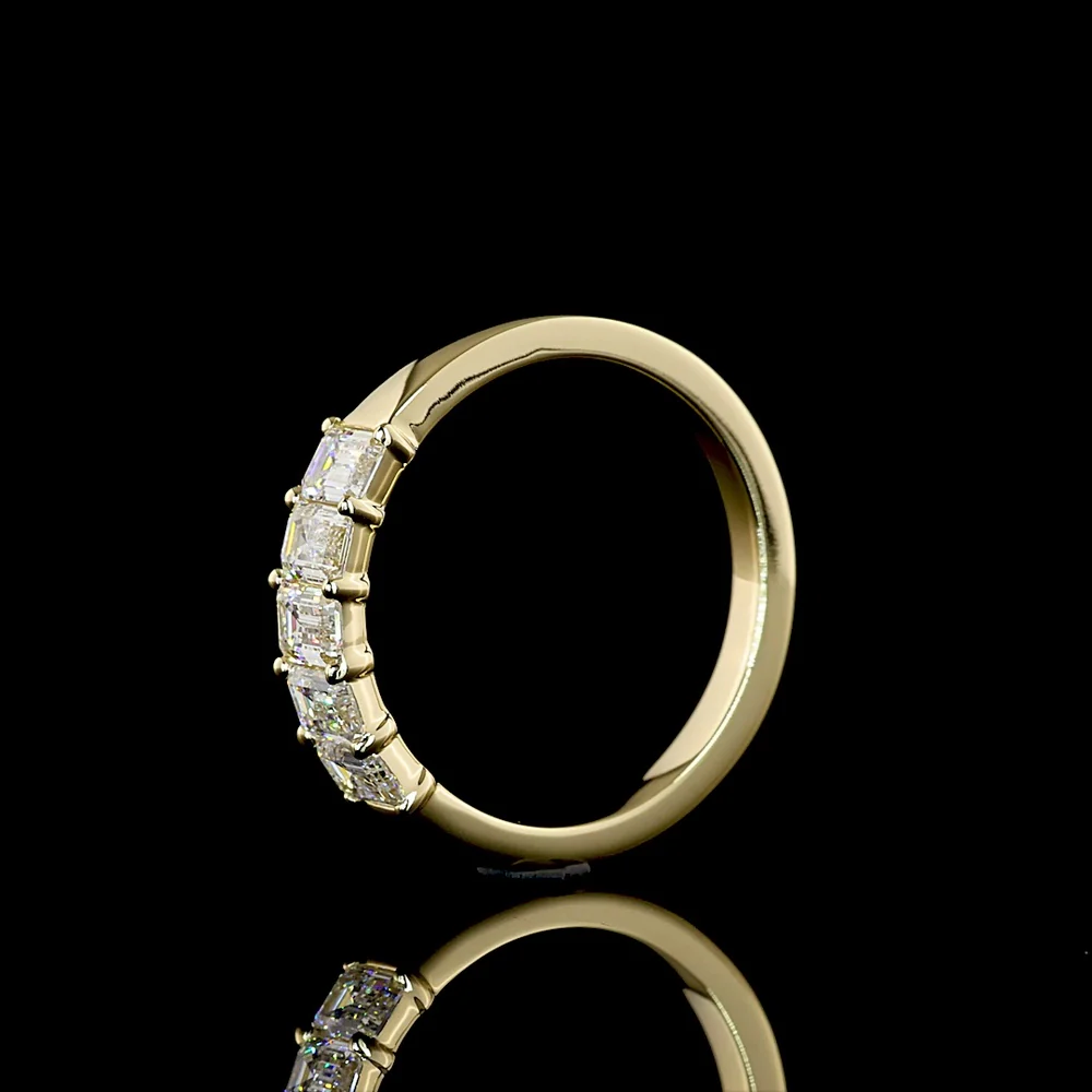 14K Yellow Gold 5-Stone Eternity Band with Emerald Cut Lab Diamonds - 1.00 Carats Total Diamond Weight - Covaloro Fine Jewelry - Image 4