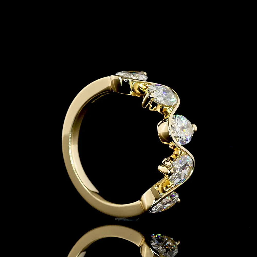 14K Yellow Gold 5-Stone Eternity Band with Half Bezel Set Oval Cut Lab Diamonds - 2.63 Carat Total Weight - Covaloro Fine Jewelry - Image 3