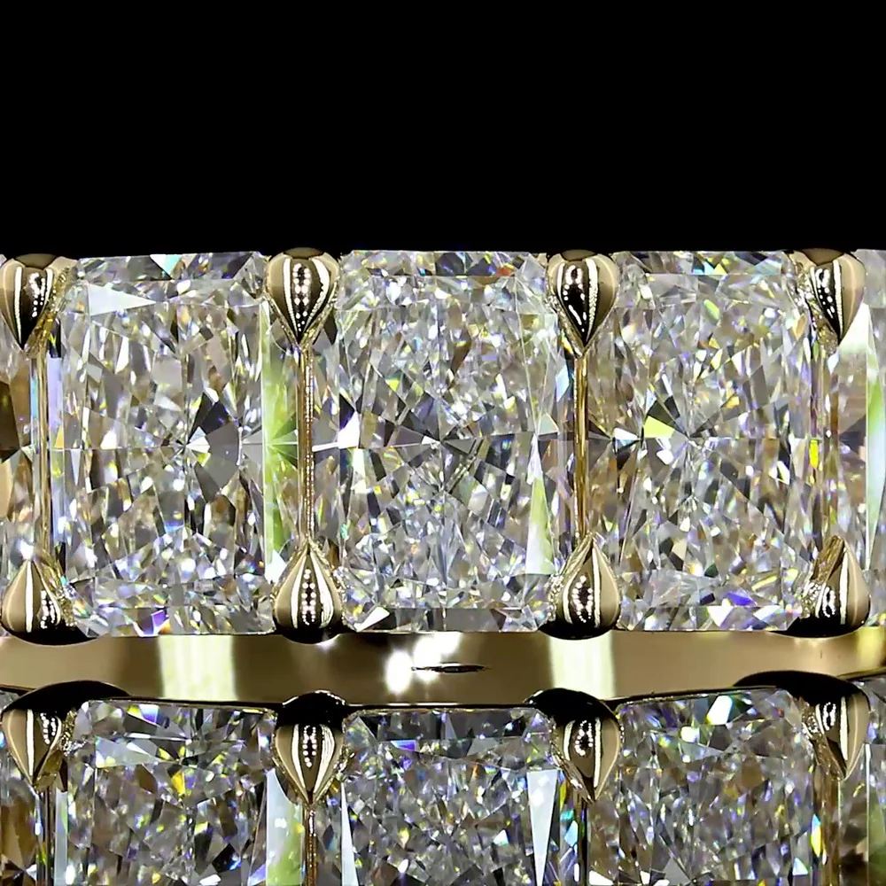 14K Yellow Gold 5-Stone Eternity Band with North-South Set Radiant Cut Lab Diamonds - 2.00 Carat Total Weight, E-F Color, VS Clarity - Covaloro Fine Jewelry - Image 2