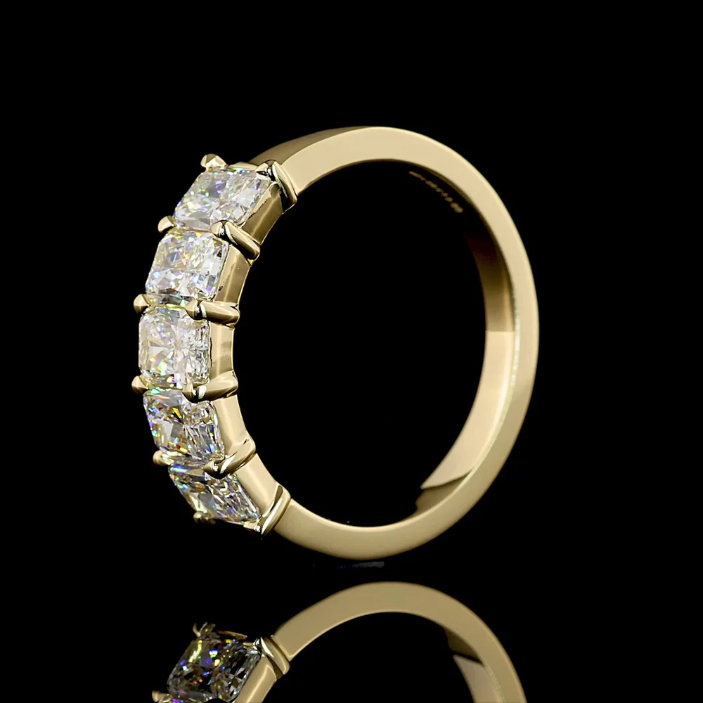 14K Yellow Gold 5-Stone Eternity Band with North-South Set Radiant Cut Lab Diamonds - 2.00 Carat Total Weight, E-F Color, VS Clarity - Covaloro Fine Jewelry - Image 4