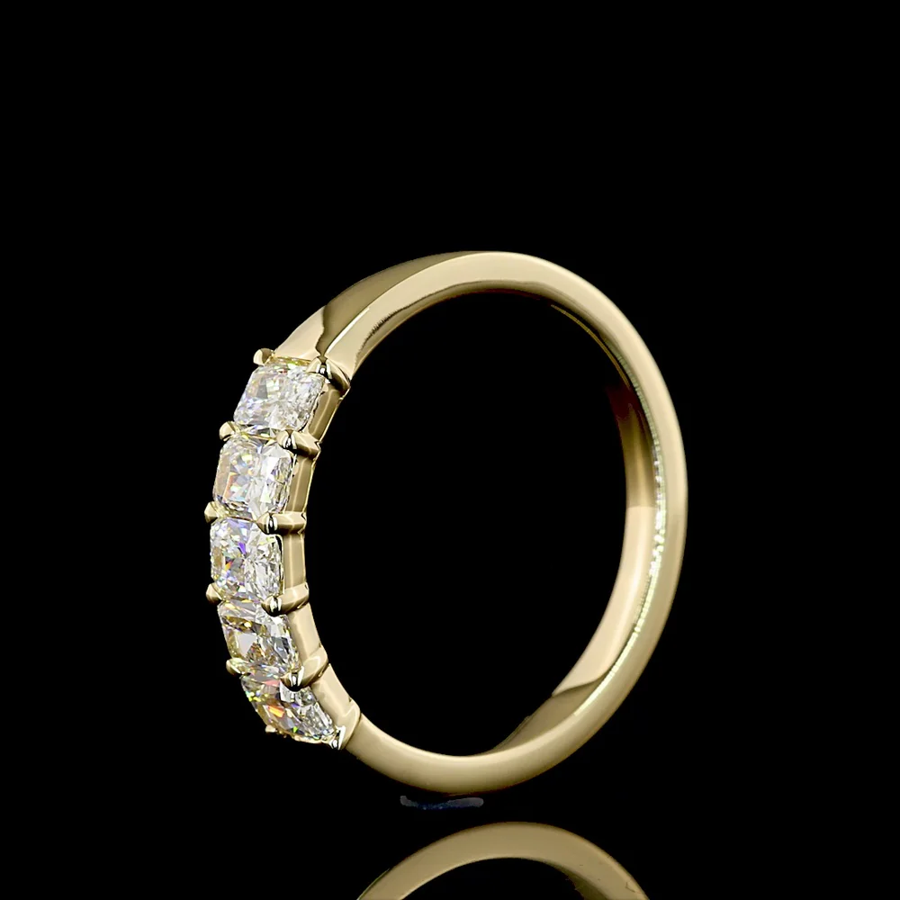 14K Yellow Gold 5-Stone Eternity Band with Radiant Cut Lab-Grown Diamonds - 1.00 Carat Total Weight, E-F Color VS Clarity - Covaloro Fine Jewelry - Image 4