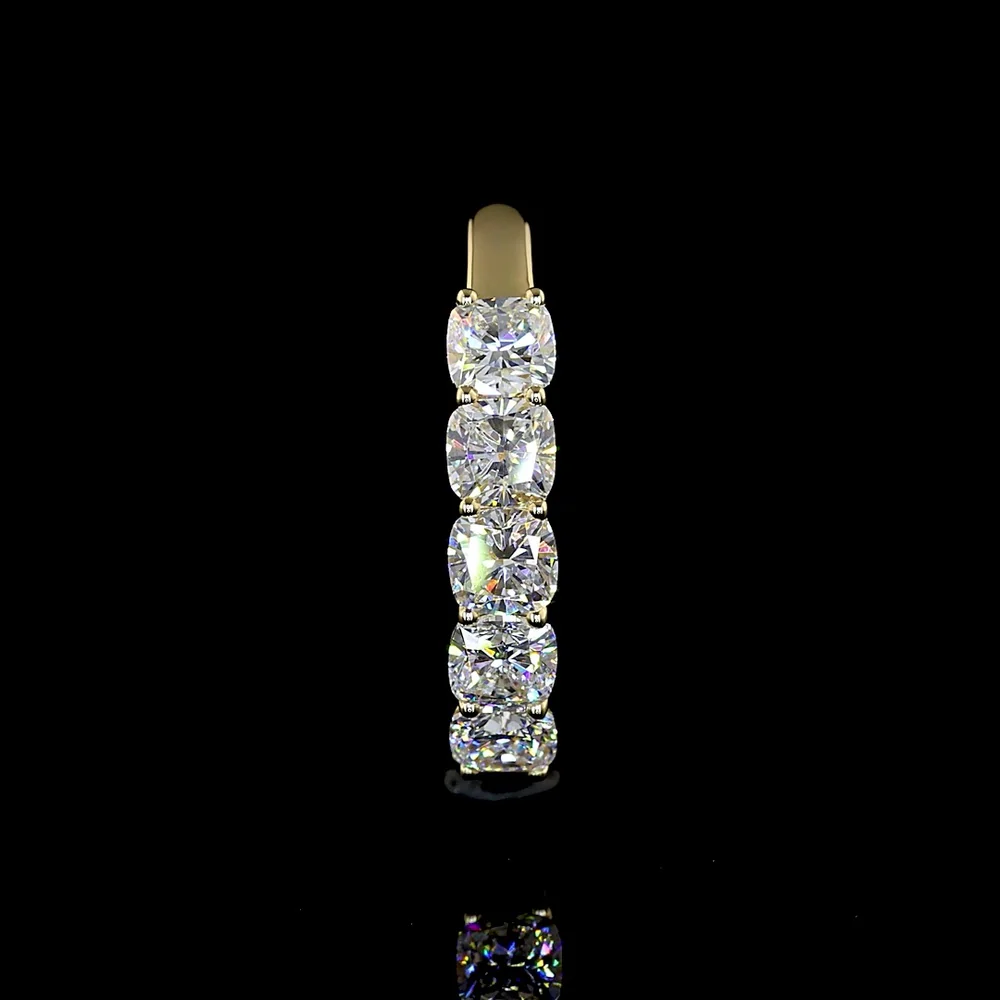 14K Yellow Gold 5-Stone Eternity Band with Square Cushion Brilliant Cut Lab Diamonds - 1.04 Carats Total Diamond Weight - Covaloro Fine Jewelry - Image 3