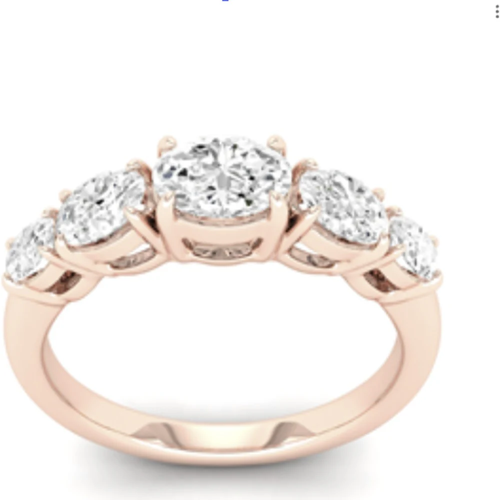 14K Yellow Gold 5-Stone Ring with Graduated Oval Lab-Grown Diamonds - 0.99 Total Carat Weight, E-F Color VVS2 Clarity - Covaloro Fine Jewelry