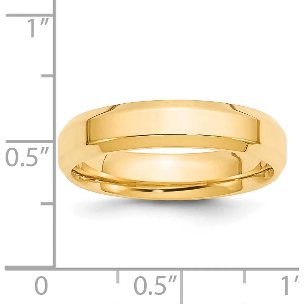 14K Yellow Gold 5mm Beveled Edge Comfort Fit Wedding Band - Size 10 by Luciano & Cie - Image 4