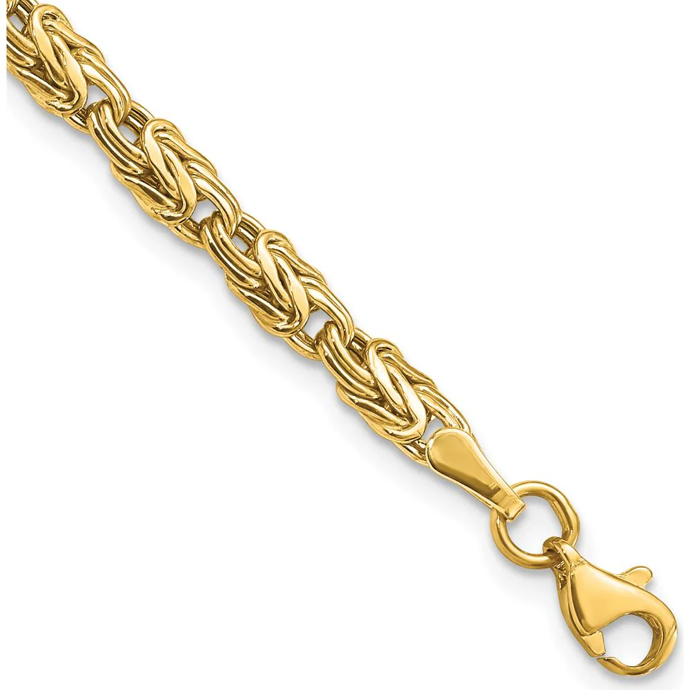 14K Yellow Gold 5mm Fancy Byzantine Link Bracelet - 7.5" Length by Oro Pregiato