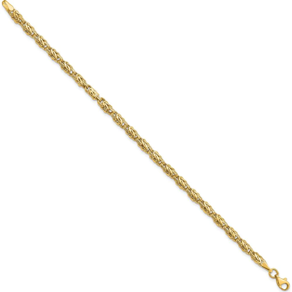 14K Yellow Gold 5mm Fancy Byzantine Link Bracelet - 7.5" Length by Oro Pregiato - Image 2