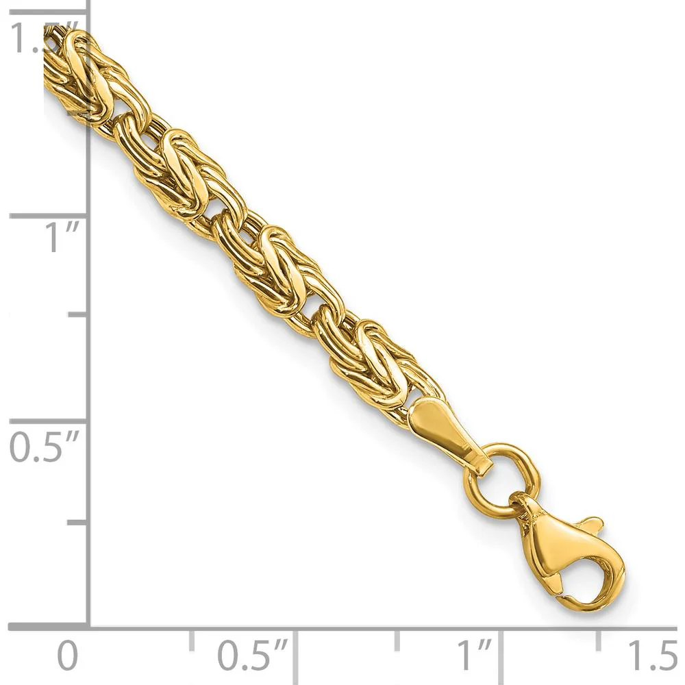 14K Yellow Gold 5mm Fancy Byzantine Link Bracelet - 7.5" Length by Oro Pregiato - Image 3