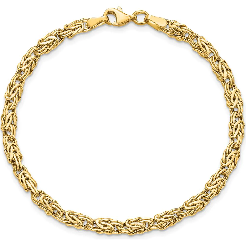 14K Yellow Gold 5mm Fancy Byzantine Link Bracelet - 7.5" Length by Oro Pregiato - Image 4