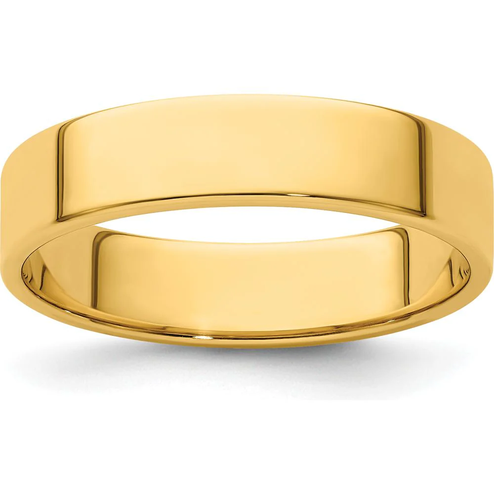 14K Yellow Gold 5mm Flat Wedding Band - Lightweight and Engravable Size 4 by Luciano & Cie