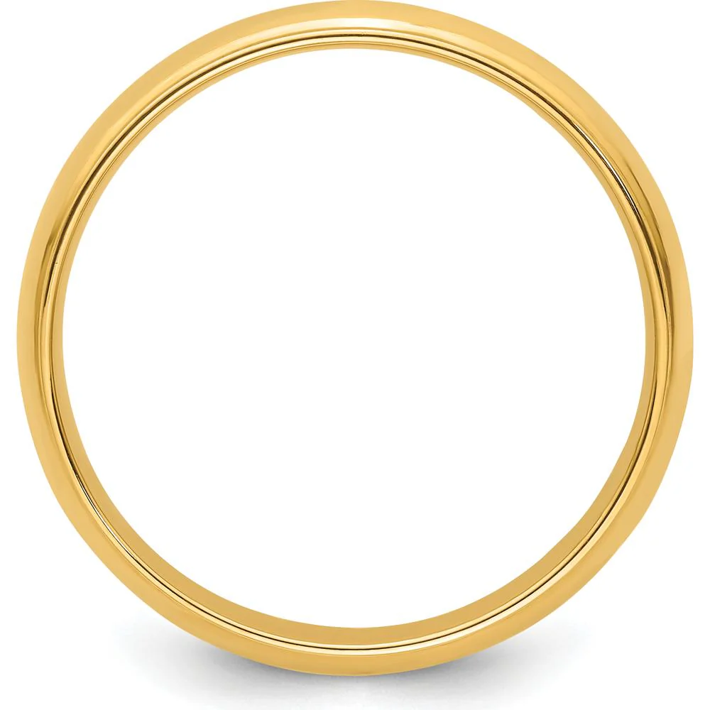 14K Yellow Gold 5mm Half Round Wedding Band with Ridged Edge - Size 8 by Luciano & Cie - Image 2