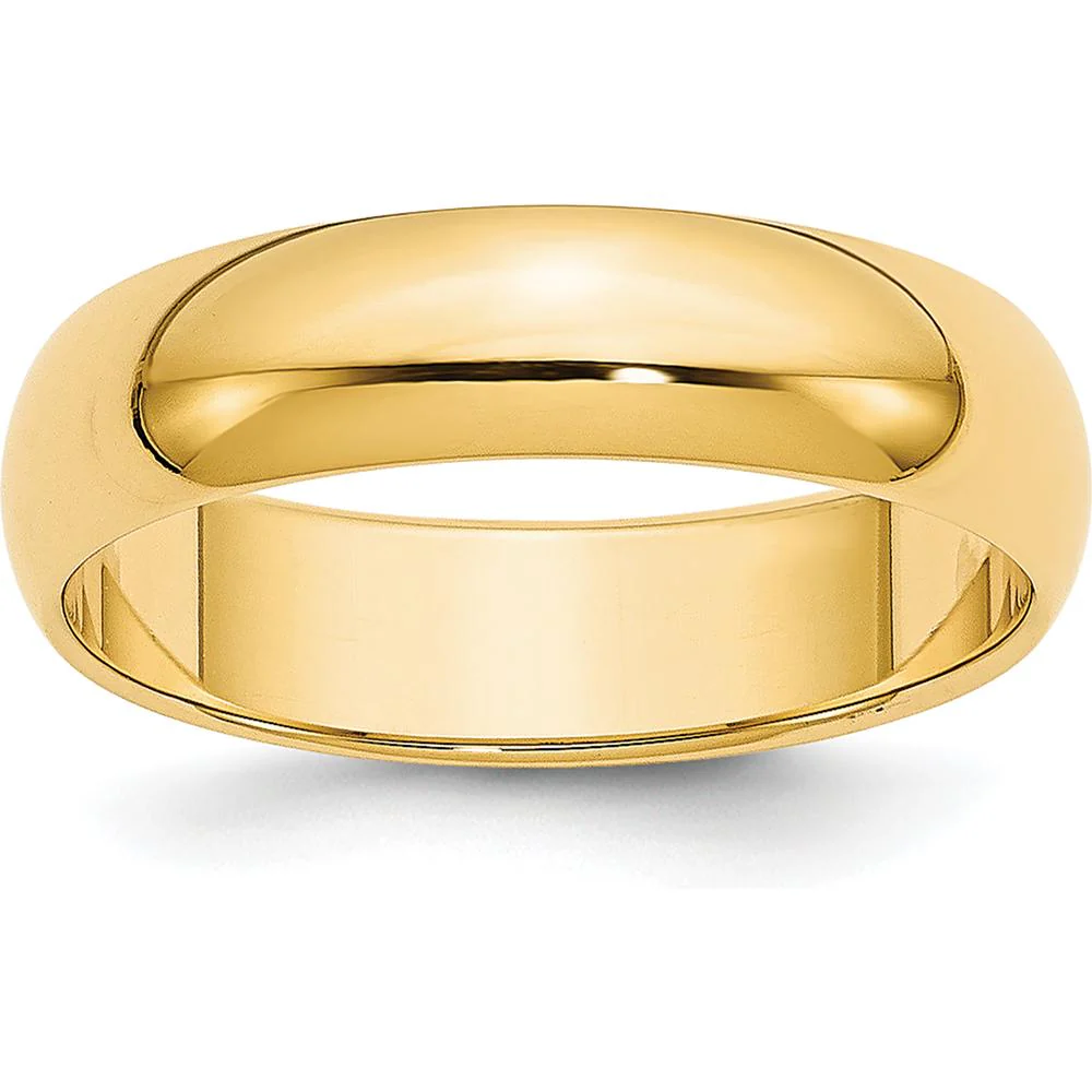 14K Yellow Gold 5mm Lightweight Half Round Wedding Band - Size 9 by Luciano & Cie