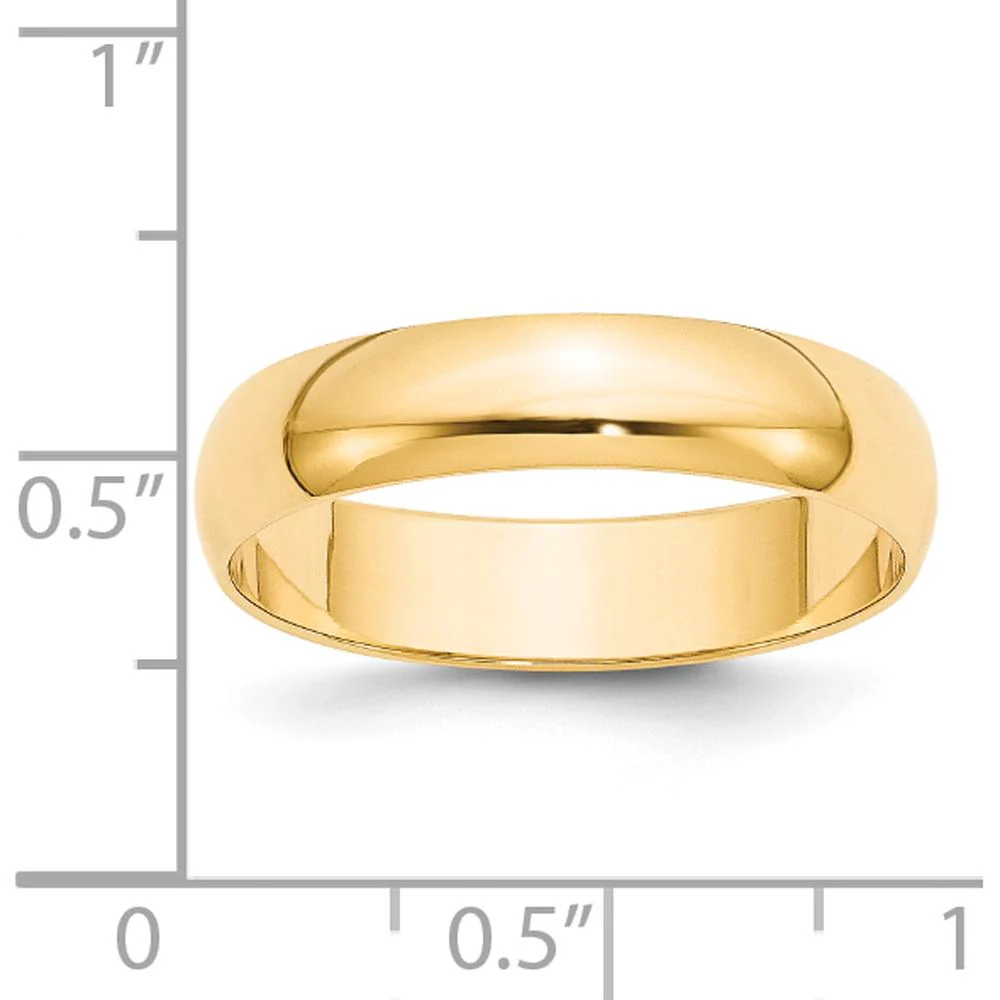 14K Yellow Gold 5mm Lightweight Half Round Wedding Band - Size 9 by Luciano & Cie - Image 3