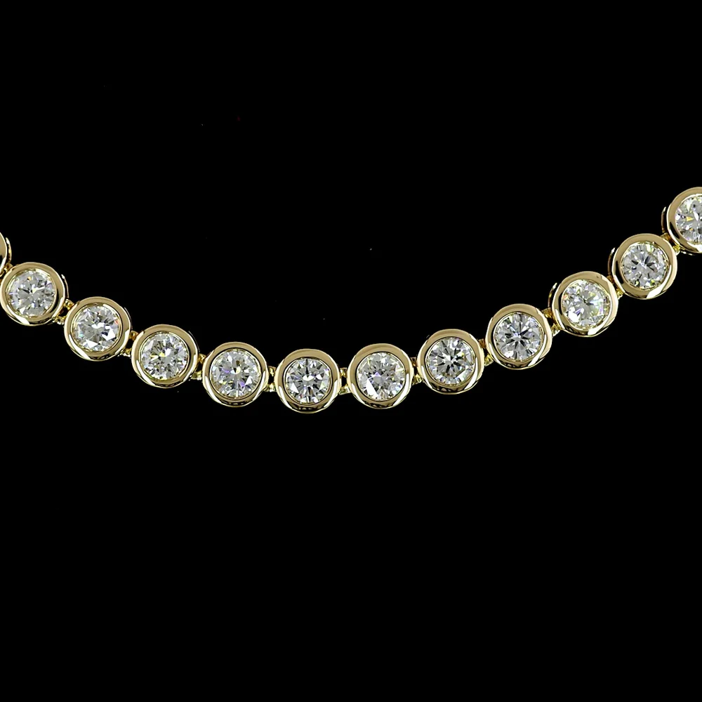 14K Yellow Gold 6.09 Carats Tennis Necklace with Bezel Set Round Lab Diamonds - 117 Stones, E-F Color, VS Clarity - Covaloro Fine Jewelry - Image 2
