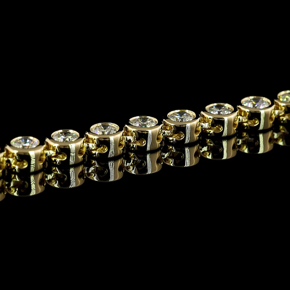 14K Yellow Gold 6.09 Carats Tennis Necklace with Bezel Set Round Lab Diamonds - 117 Stones, E-F Color, VS Clarity - Covaloro Fine Jewelry - Image 4
