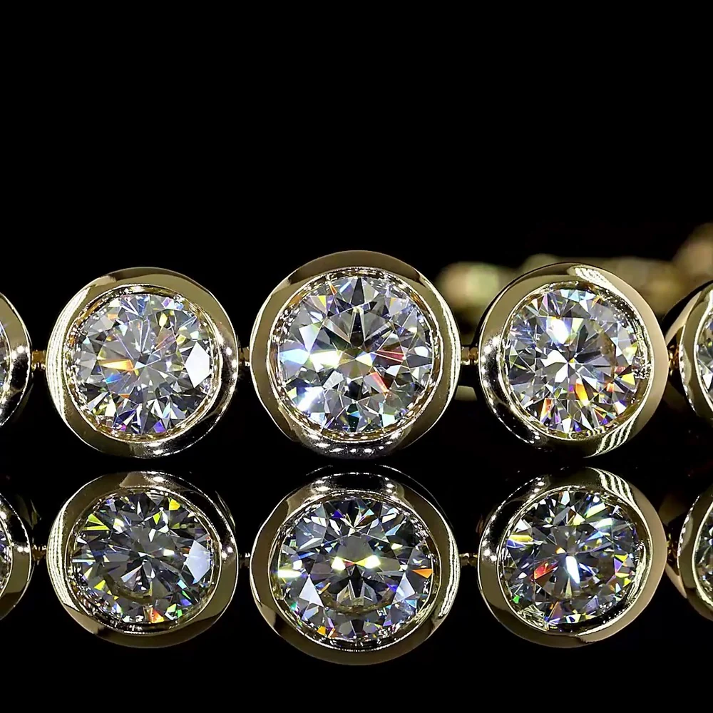 14K Yellow Gold 6.26 Carat Tennis Bracelet with Bezel Set Round Lab Diamonds - E-F Color, VS Clarity, 29 Stones - Covaloro Fine Jewelry - Image 2