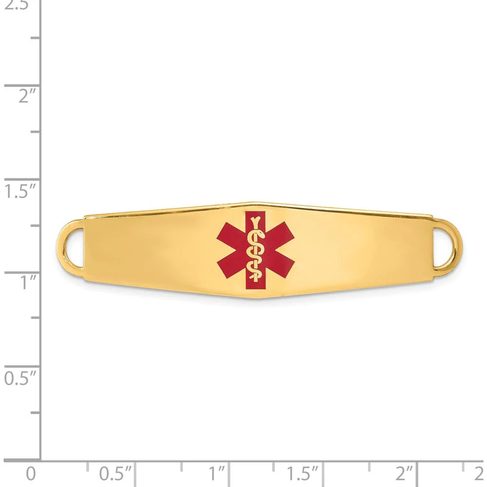 14K Yellow Gold 60.5mm Red Enameled Medical ID Plate Charm by Oro Pregiato - Image 3