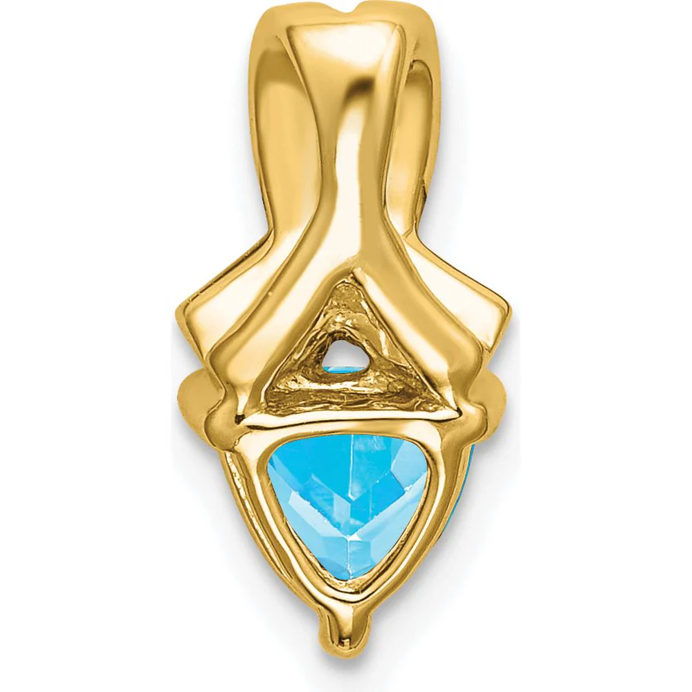 14K Yellow Gold 6mm Trillion Swiss Blue Topaz and Diamond Pendant - 1.1 Carat Total Topaz Weight by Lumare Gioia - Image 4