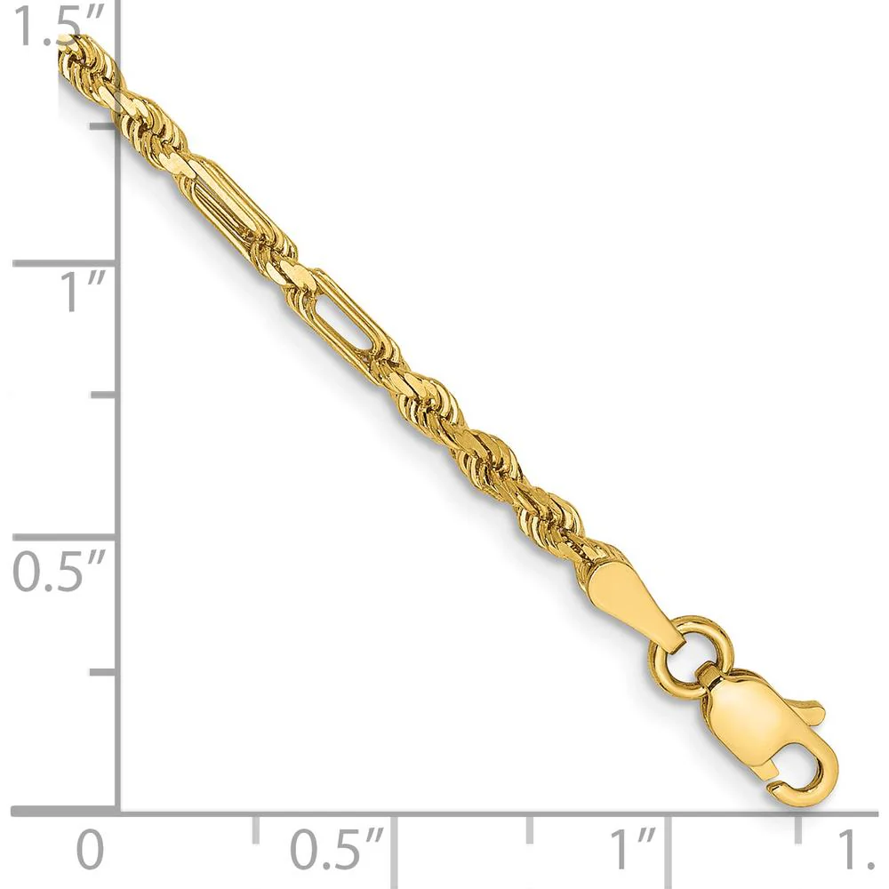14K Yellow Gold 7" 2.5mm Diamond-Cut Milano Rope Bracelet with Lobster Clasp by Oro Pregiato - Image 2