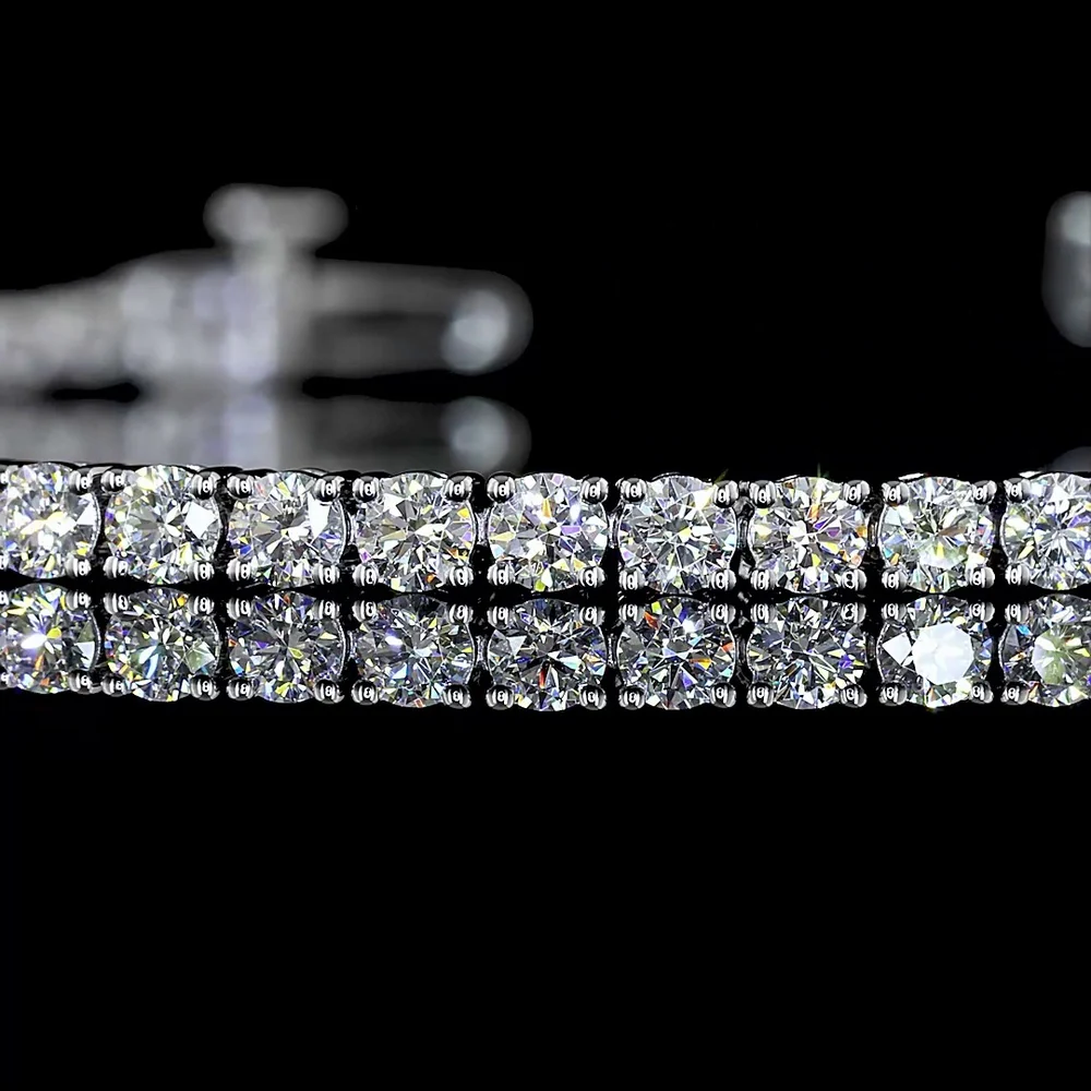 14K Yellow Gold 7.25" Tennis Bracelet with 67 Prong Set Round Brilliant Cut Lab Diamonds - 3.19 Total Carat Weight - Covaloro Fine Jewelry - Image 2
