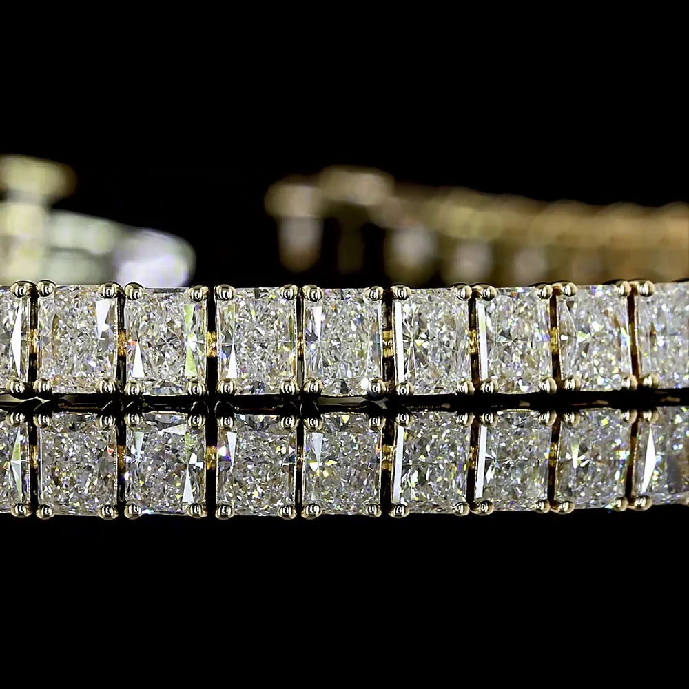 14K Yellow Gold 7.28 Carat Tennis Bracelet with North-South Radiant Cut Lab Diamonds (E-F Color, VS Clarity) - 66 Stones - Covaloro Fine Jewelry - Image 2