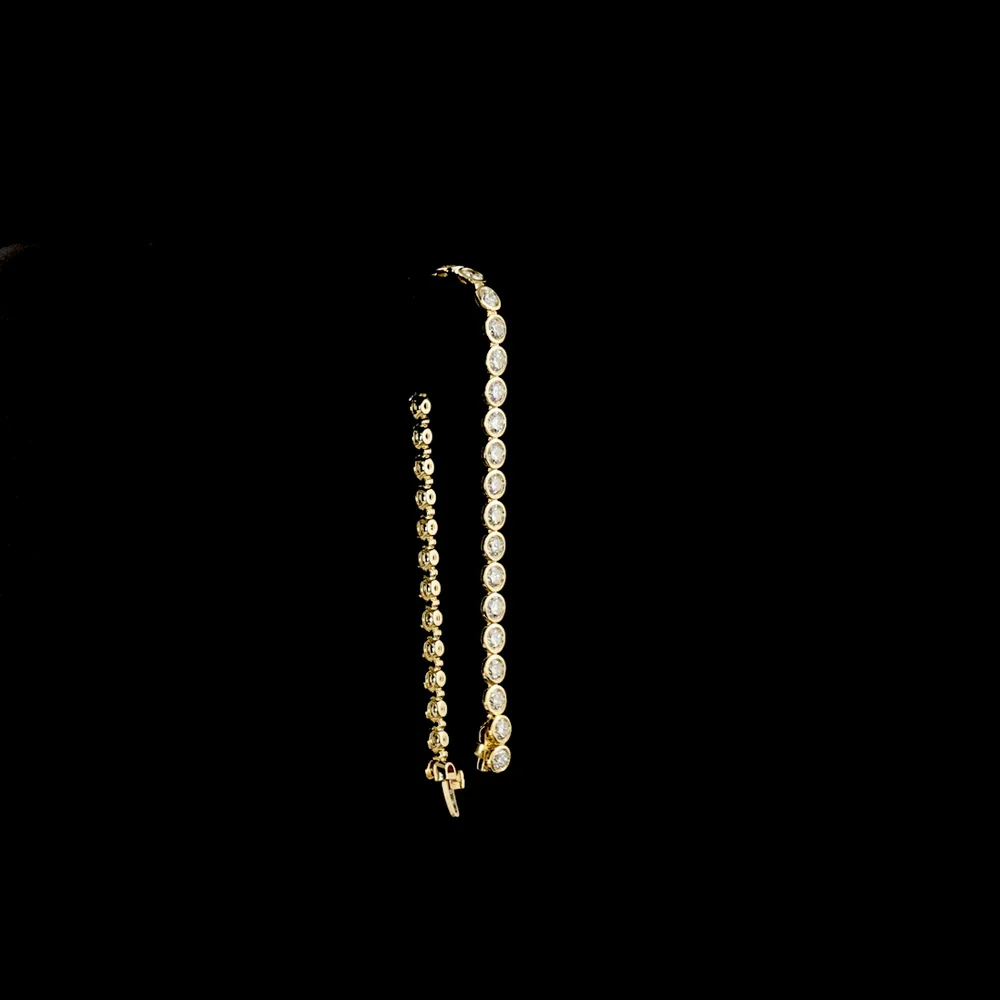 14K Yellow Gold 7.34 Carat Tennis Bracelet with Bezel Set Round Lab Diamonds - E-F Color VS1 Clarity (36 Stones) - Covaloro Fine Jewelry - Image 3