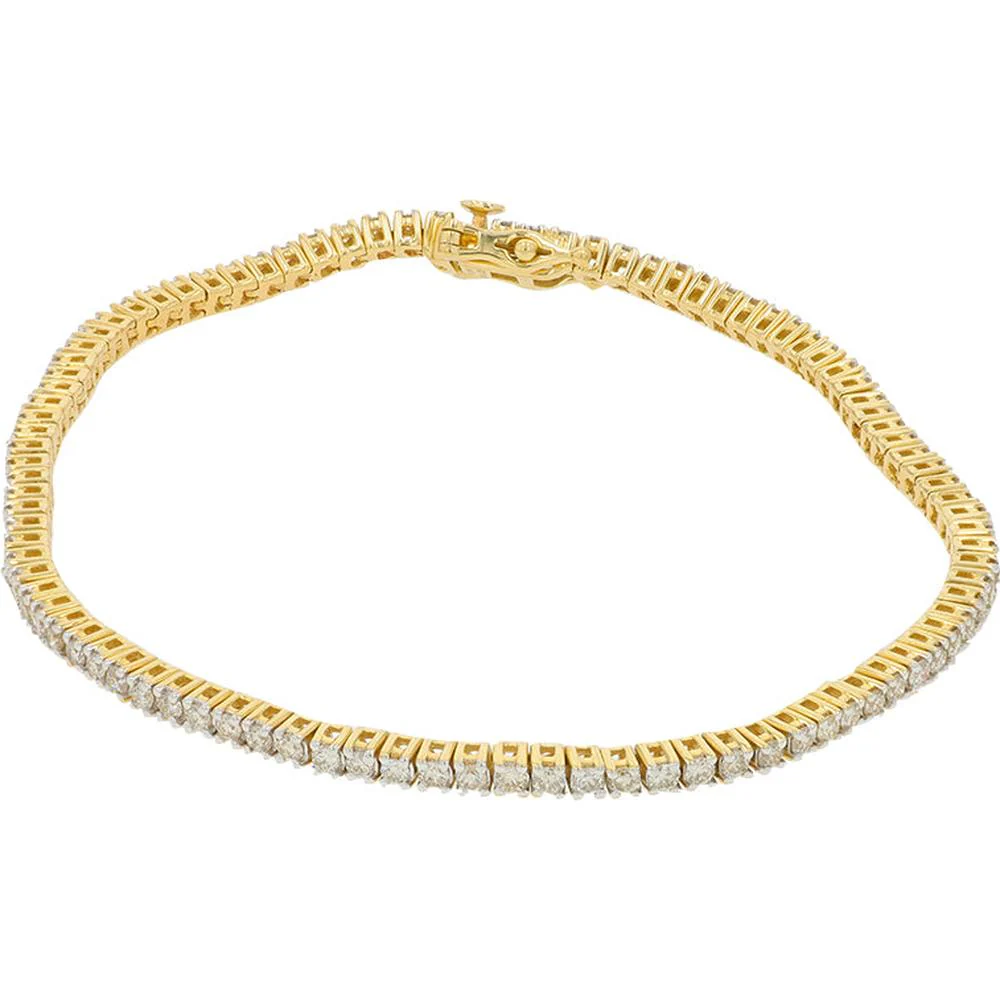 14K Yellow Gold 7.5" Diamond Bracelet with 2.00 Carat Total Prong Set Diamonds - Image 2