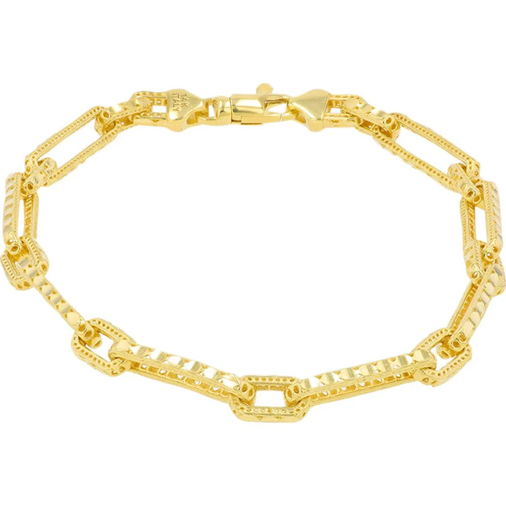 14K Yellow Gold 7.5 - Inch Paperclip Bracelet - 8.10 Grams Solid Gold