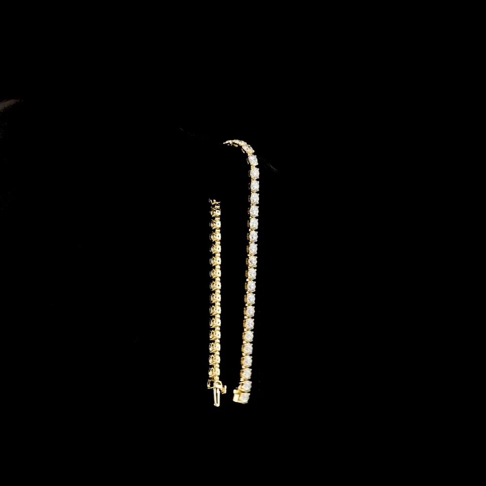 14K Yellow Gold 7.5-Inch Tennis Bracelet with 43 Prong-Set Round Lab Diamonds - E-F Color, VS Clarity, 10.53 Carats Total Diamond Weight - Covaloro Fine Jewelry - Image 3