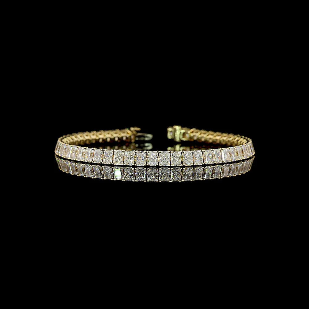 14K Yellow Gold 7.5" Radiant Cut Tennis Bracelet with Prong Set Lab Diamonds - 12.14 Carats Total Diamond Weight - Covaloro Fine Jewelry