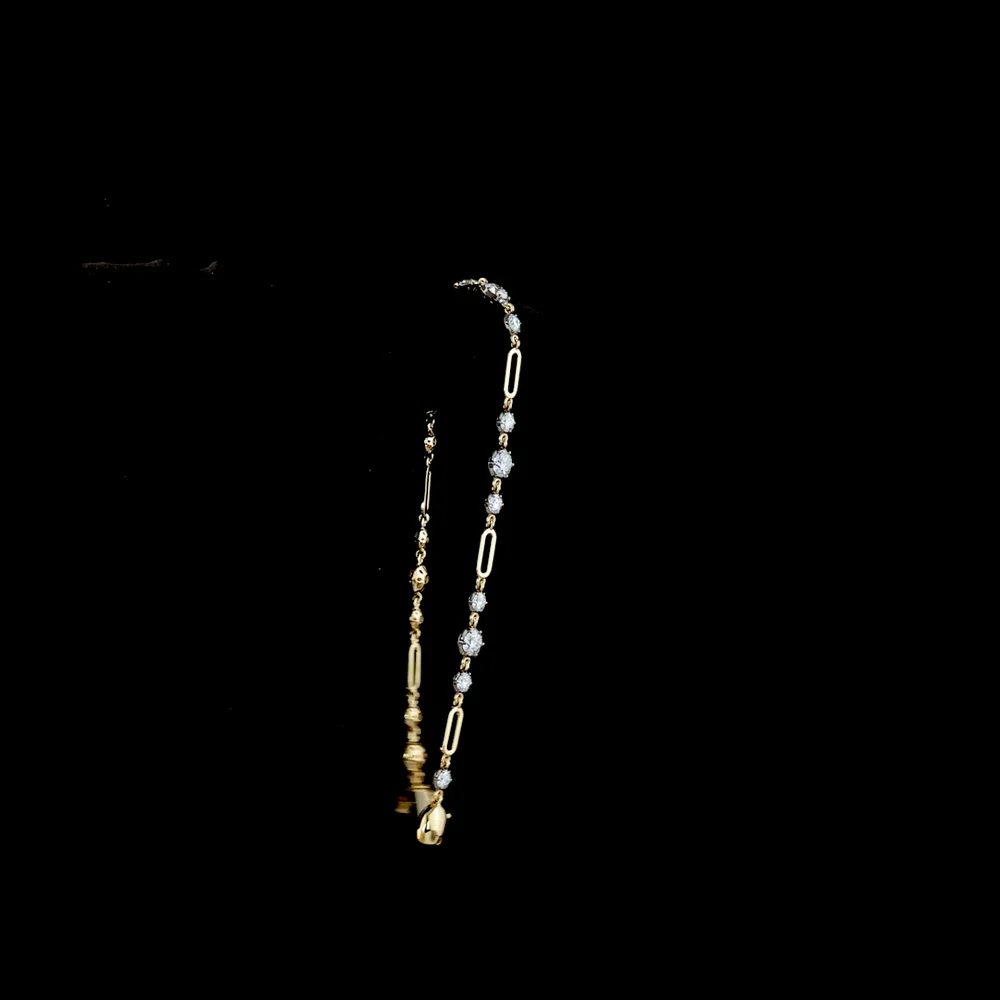 14K Yellow Gold 7.5" Station Bracelet with 18 Round Lab Diamonds in Prong and Black Rhodium Bezel Settings - 3.01 Carat Total Diamond Weight - Covaloro Fine Jewelry - Image 3