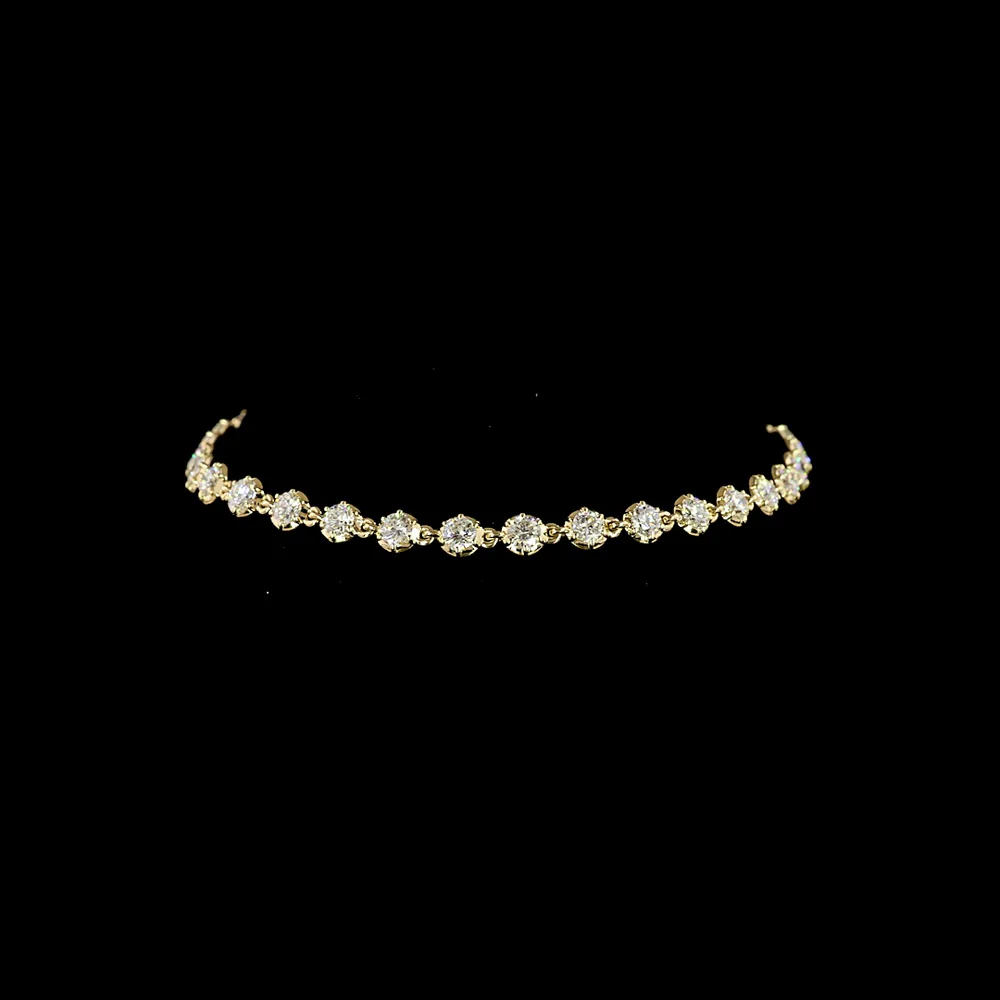 14K Yellow Gold 7.5" Station Bracelet with Bezel-Prong Set Round Lab Diamonds - 2.16 Carats Total Diamond Weight - Covaloro Fine Jewelry