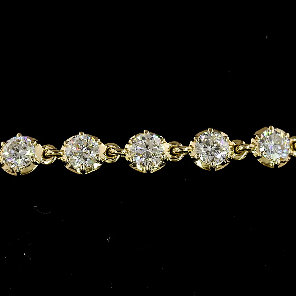 14K Yellow Gold 7.5" Station Bracelet with Bezel-Prong Set Round Lab Diamonds - 2.16 Carats Total Diamond Weight - Covaloro Fine Jewelry - Image 2