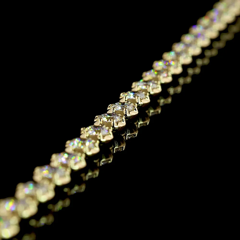 14K Yellow Gold 7.5" Station Bracelet with Bezel-Prong Set Round Lab Diamonds - 2.16 Carats Total Diamond Weight - Covaloro Fine Jewelry - Image 3