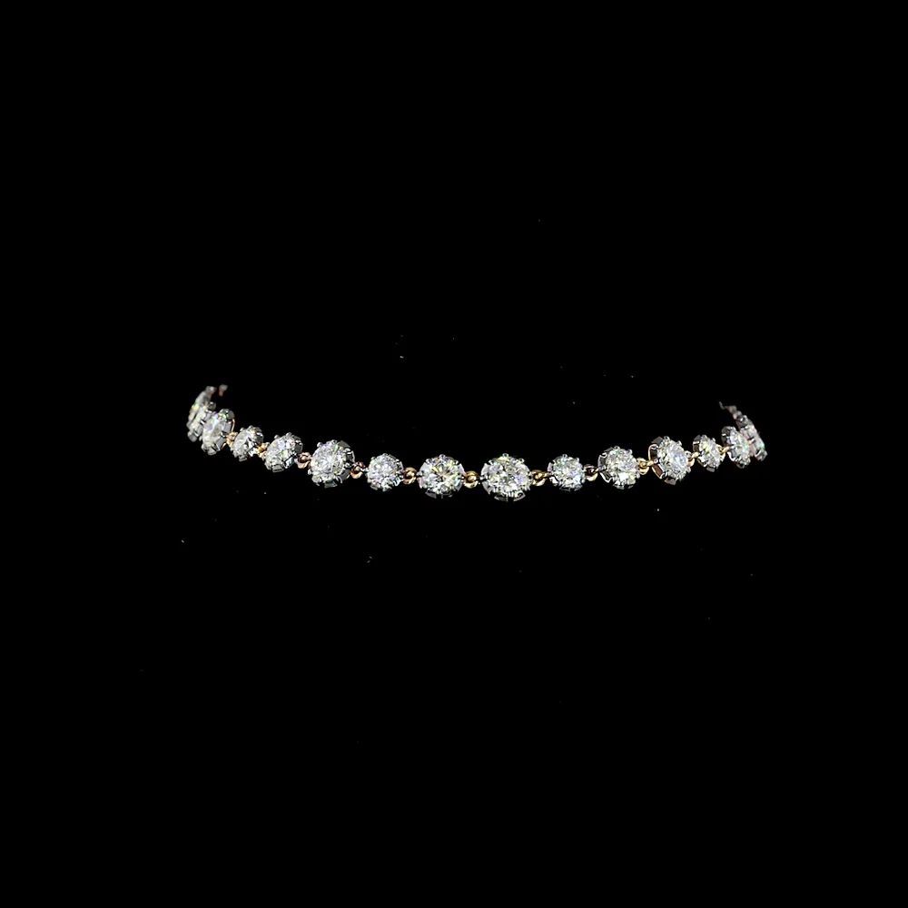 14K Yellow Gold 7.5" Station Bracelet with Prong and Bezel Set Round Lab-Grown Diamonds - 4.19 Carats Total Diamond Weight - Covaloro Fine Jewelry