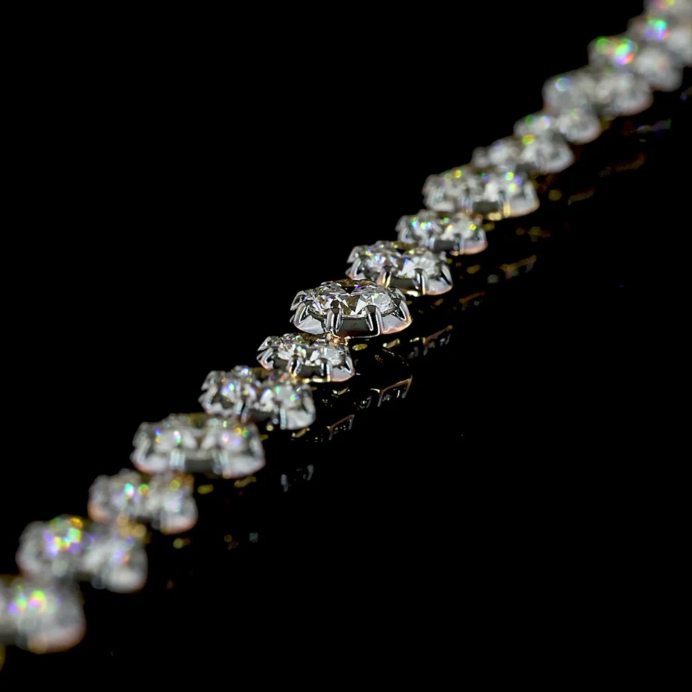 14K Yellow Gold 7.5" Station Bracelet with Prong and Bezel Set Round Lab-Grown Diamonds - 4.19 Carats Total Diamond Weight - Covaloro Fine Jewelry - Image 3