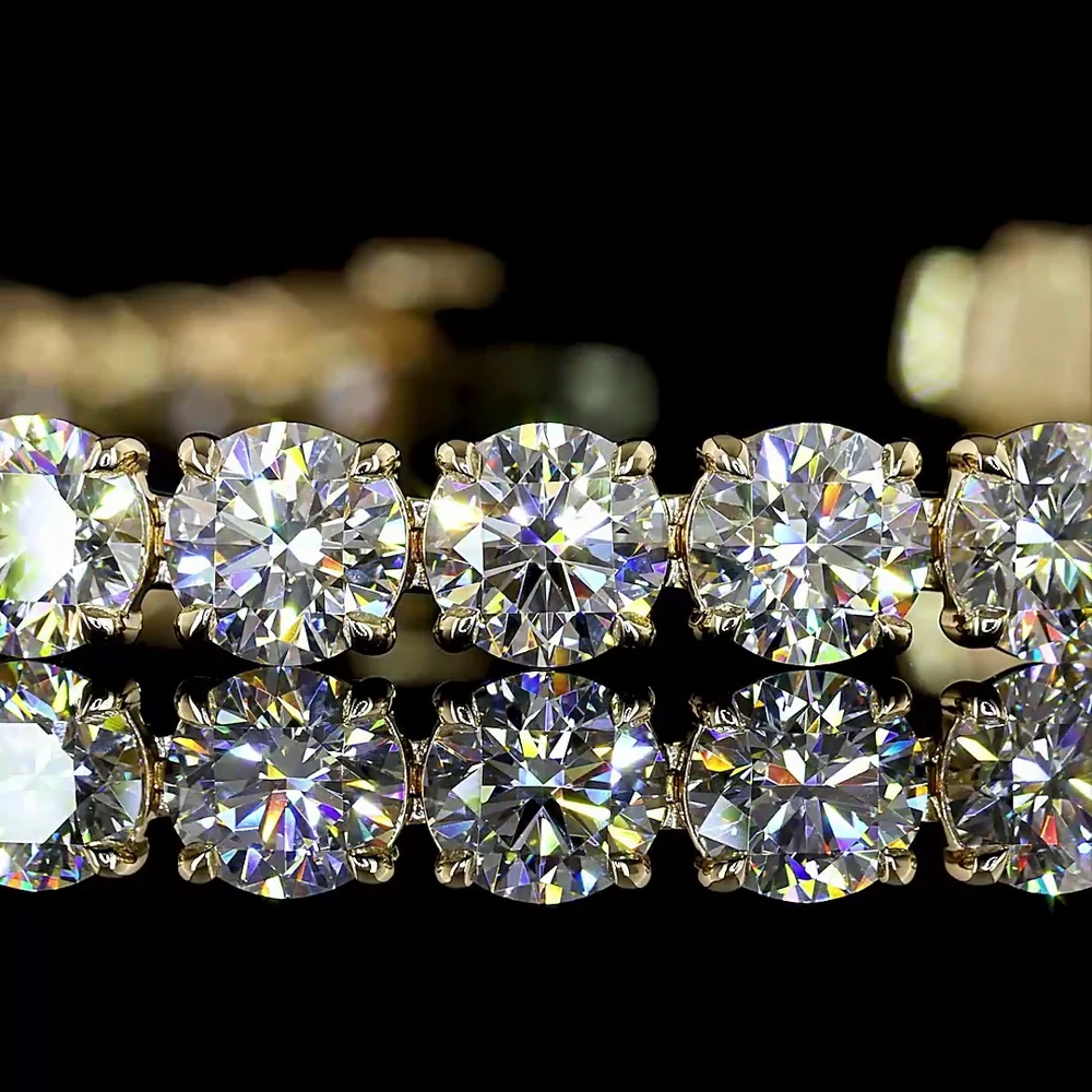 14K Yellow Gold 7.5" Tennis Bracelet with 36 Prong-Set Round Lab Diamonds - 15.60 Carat Total Diamond Weight - Covaloro Fine Jewelry - Image 2
