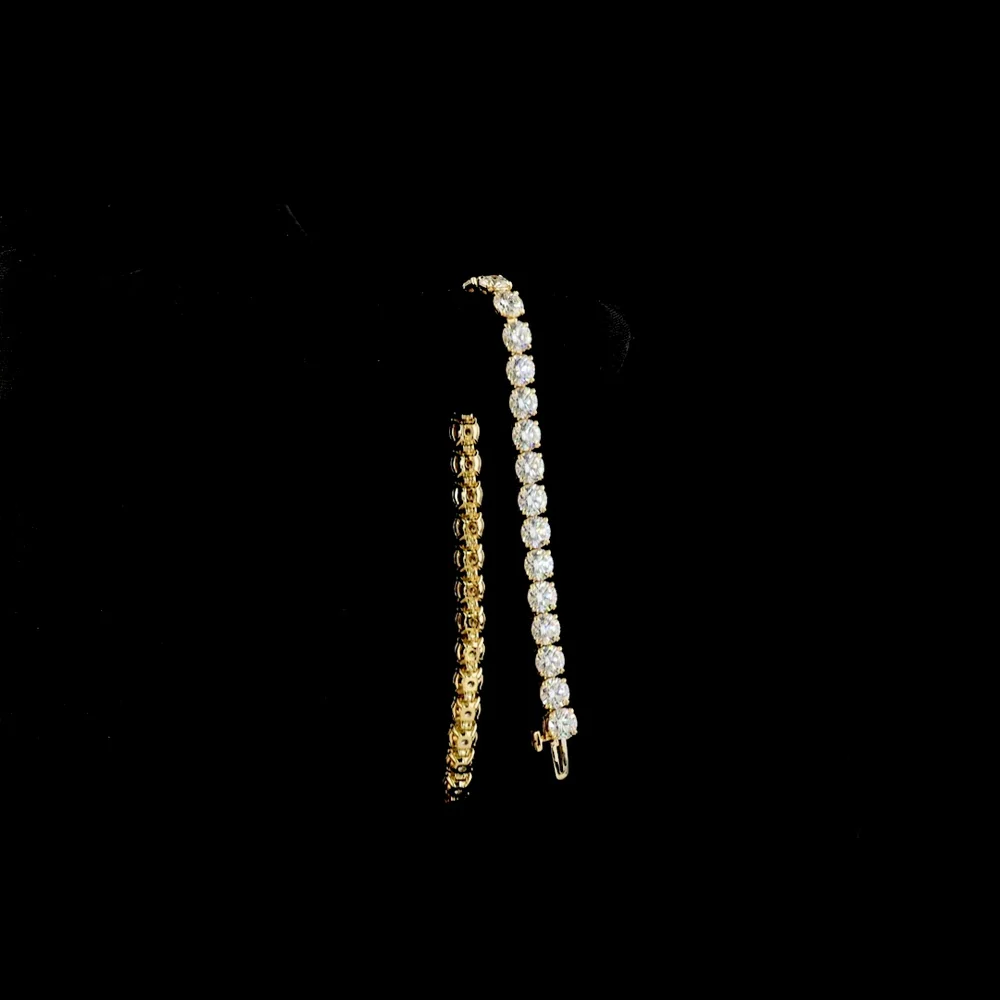 14K Yellow Gold 7.5" Tennis Bracelet with 36 Prong-Set Round Lab Diamonds - 15.60 Carat Total Diamond Weight - Covaloro Fine Jewelry - Image 3