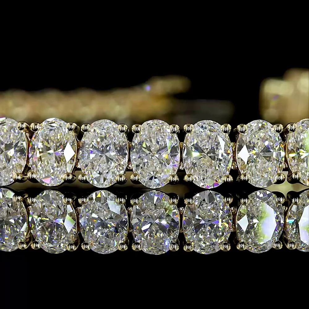 14K Yellow Gold 7.5" Tennis Bracelet with 51 Prong-Set Oval Lab Diamonds - 10.97 Total Carat Weight, E-F Color, VS Clarity - Covaloro Fine Jewelry - Image 2