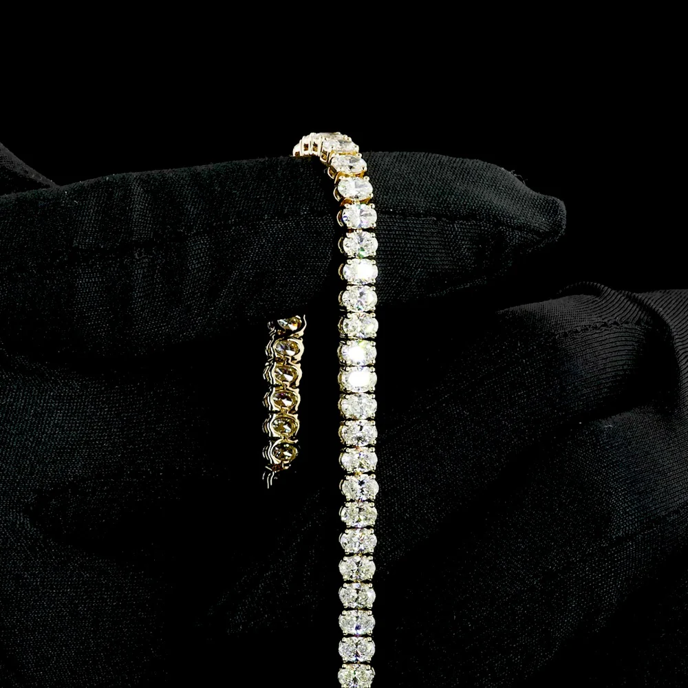 14K Yellow Gold 7.5" Tennis Bracelet with 57 Oval Cut Lab Grown Diamonds - 8.12 Carat Total Diamond Weight, E-F Color VS1 Clarity - Covaloro Fine Jewelry - Image 4
