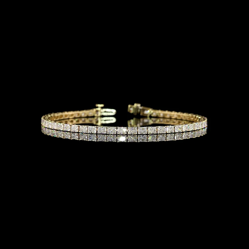 14K Yellow Gold 7.5" Tennis Bracelet with East-West Set Radiant Cut Lab Diamonds - 5.28 Carat Total Diamond Weight - Covaloro Fine Jewelry