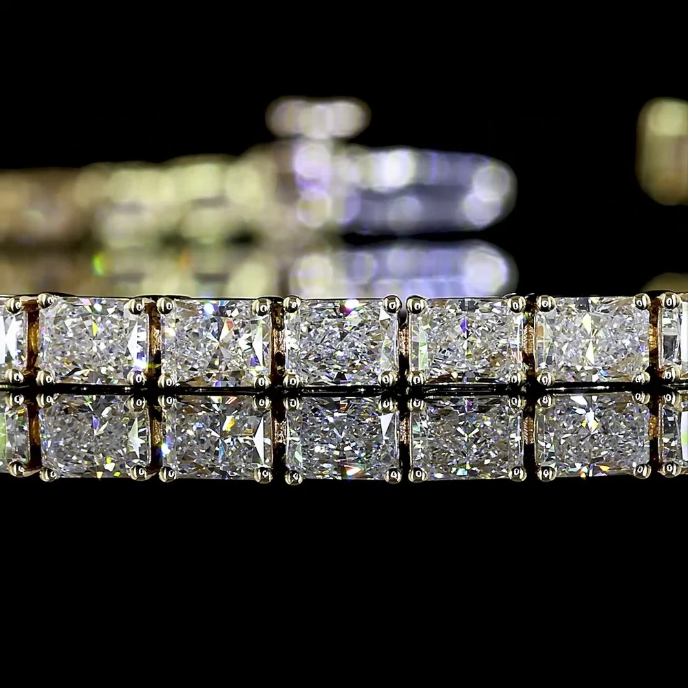 14K Yellow Gold 7.5" Tennis Bracelet with East-West Set Radiant Cut Lab Diamonds - 5.28 Carat Total Diamond Weight - Covaloro Fine Jewelry - Image 2