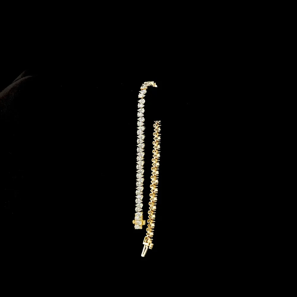 14K Yellow Gold 7.5" Tennis Bracelet with North-South Pear Cut Lab Diamonds - 6.09 Carat Total Weight, E-F VS Clarity - Covaloro Fine Jewelry - Image 3