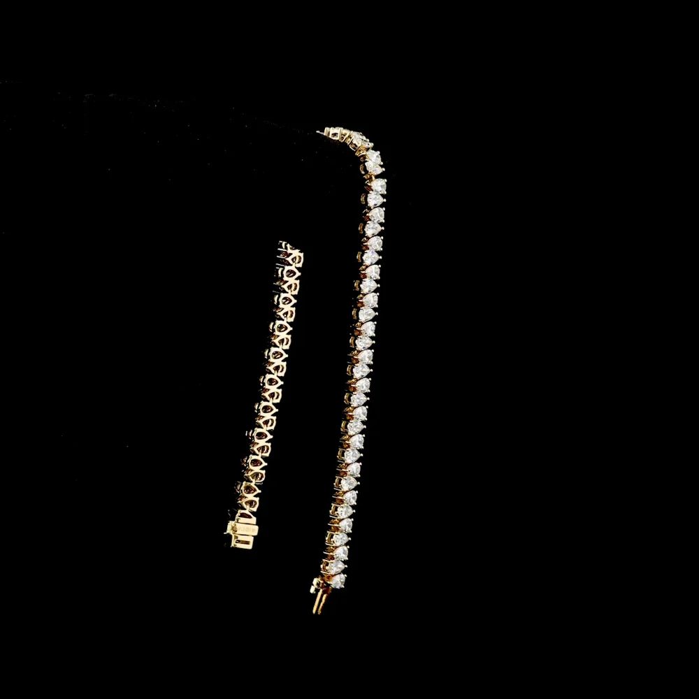 14K Yellow Gold 7.5" Tennis Bracelet with North-South Pear Cut Lab Diamonds - 6.76 Carat Total Diamond Weight - Covaloro Fine Jewelry - Image 3