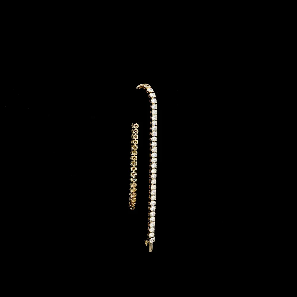 14K Yellow Gold 7.5" Tennis Bracelet with Prong Set Oval Cut Lab Diamonds - 6.76 Carat Total Diamond Weight - Covaloro Fine Jewelry - Image 3