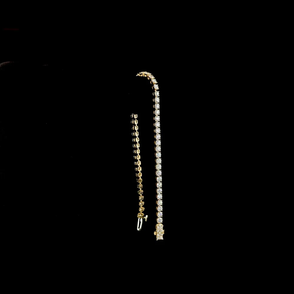 14K Yellow Gold 7.5" Tennis Bracelet with Round Brilliant and Marquise Cut Lab Diamonds - 4.61 Carat Total Diamond Weight - Covaloro Fine Jewelry - Image 3