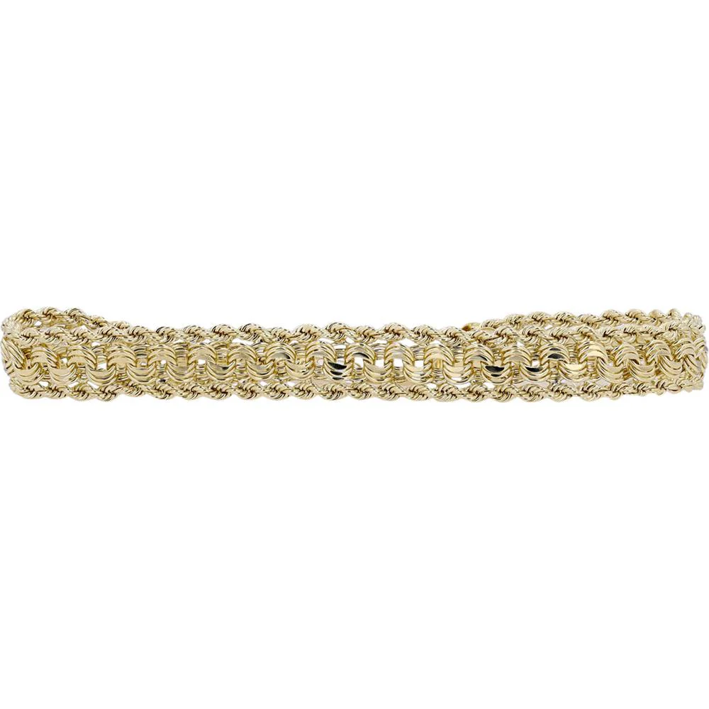 14K Yellow Gold 7.5" Woven Link Bracelet - 4.65g Total Weight