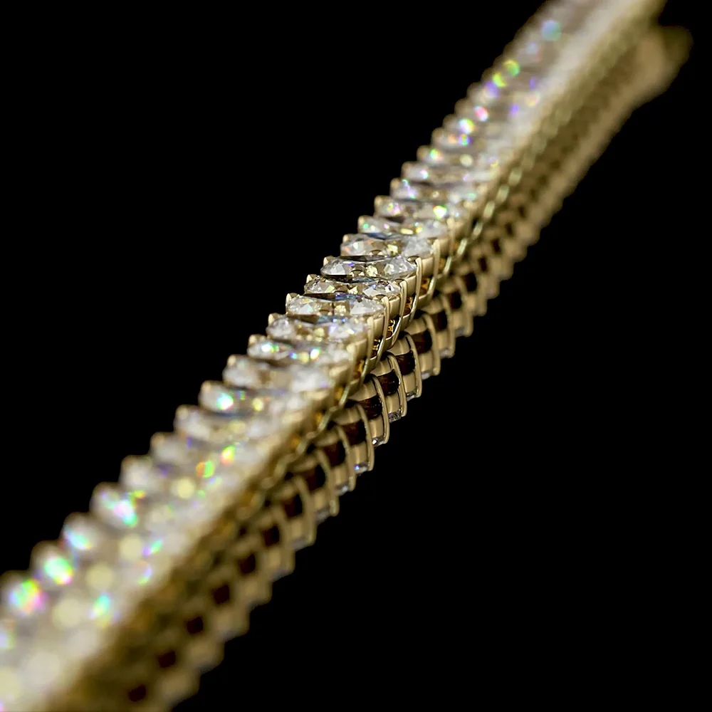 14K Yellow Gold 7.63 Carats Heart-Shape Diamond Tennis Bracelet with East-West Prong Set Lab Grown Diamonds - 47 Stones, E-F Color VS1 Clarity - Covaloro Fine Jewelry - Image 3