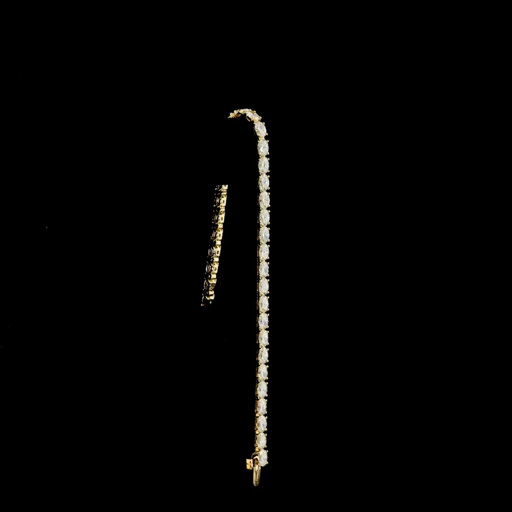 14K Yellow Gold 7.80 Carat Oval Cut Lab Diamond Tennis Bracelet with East West Prong Setting - 36 Stones E-F Color VS Clarity - Covaloro Fine Jewelry - Image 3