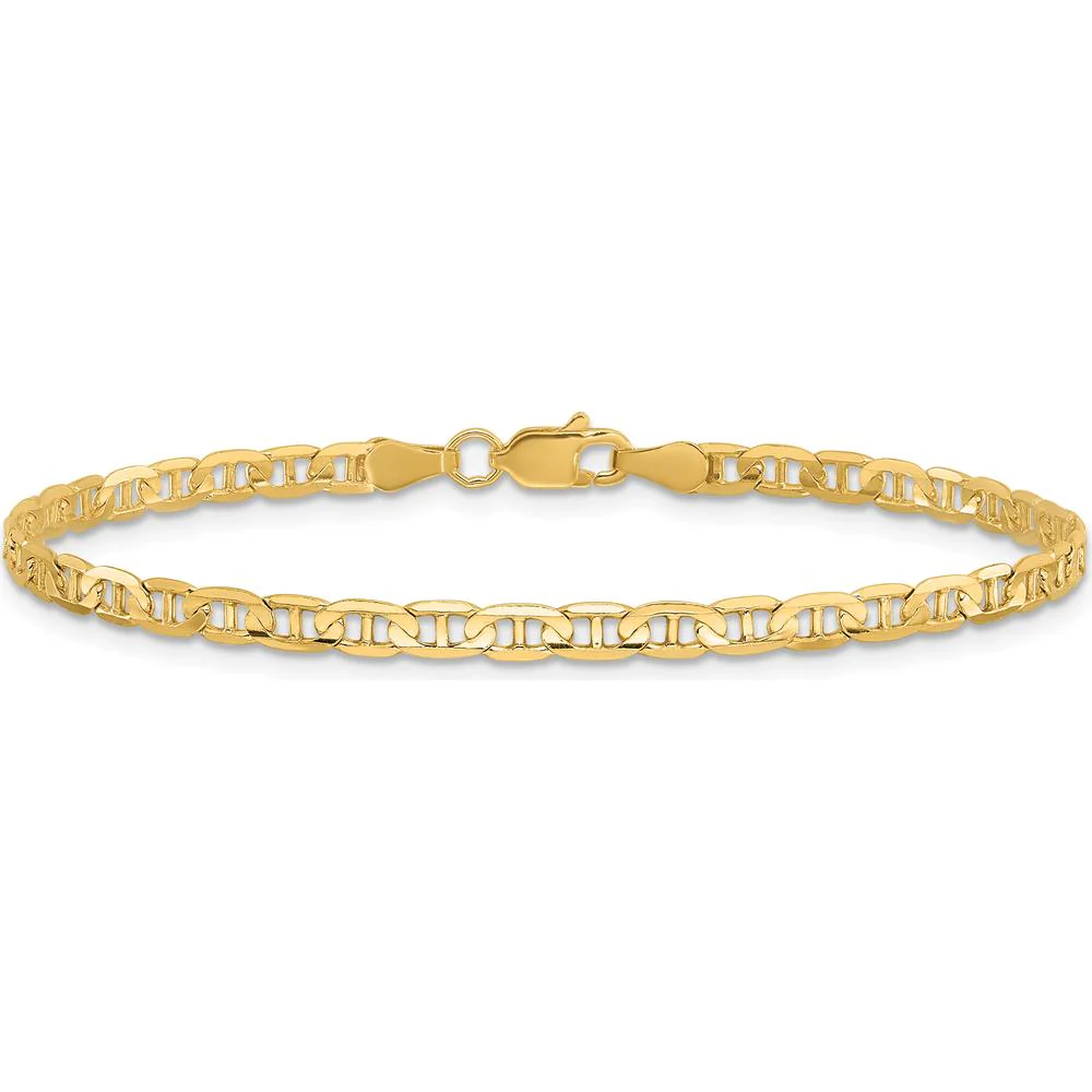 14K Yellow Gold 7" Concave Anchor Bracelet with Lobster Clasp by Oro Pregiato - Image 3