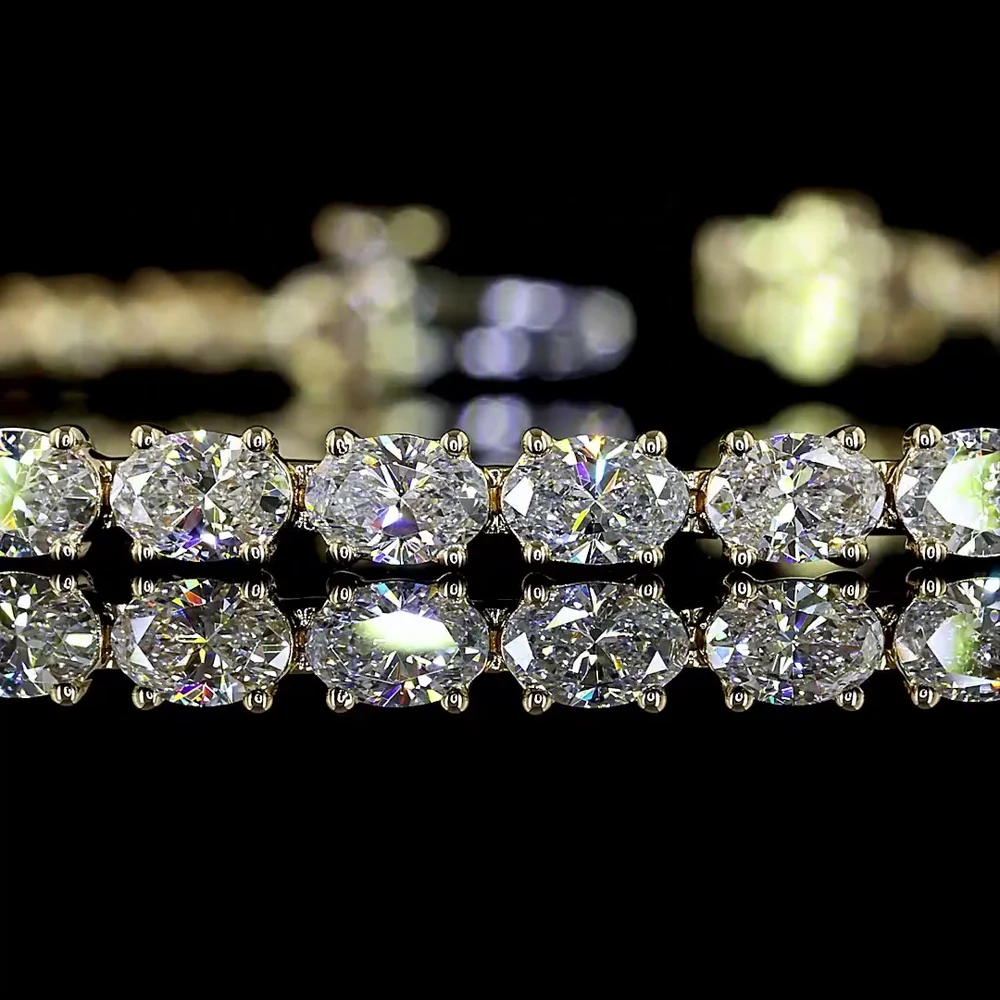 14K Yellow Gold 7-Inch Tennis Bracelet with 5.02 Carat East-West Oval Cut Lab Grown Diamonds (E-F VS Clarity) - Covaloro Fine Jewelry - Image 2